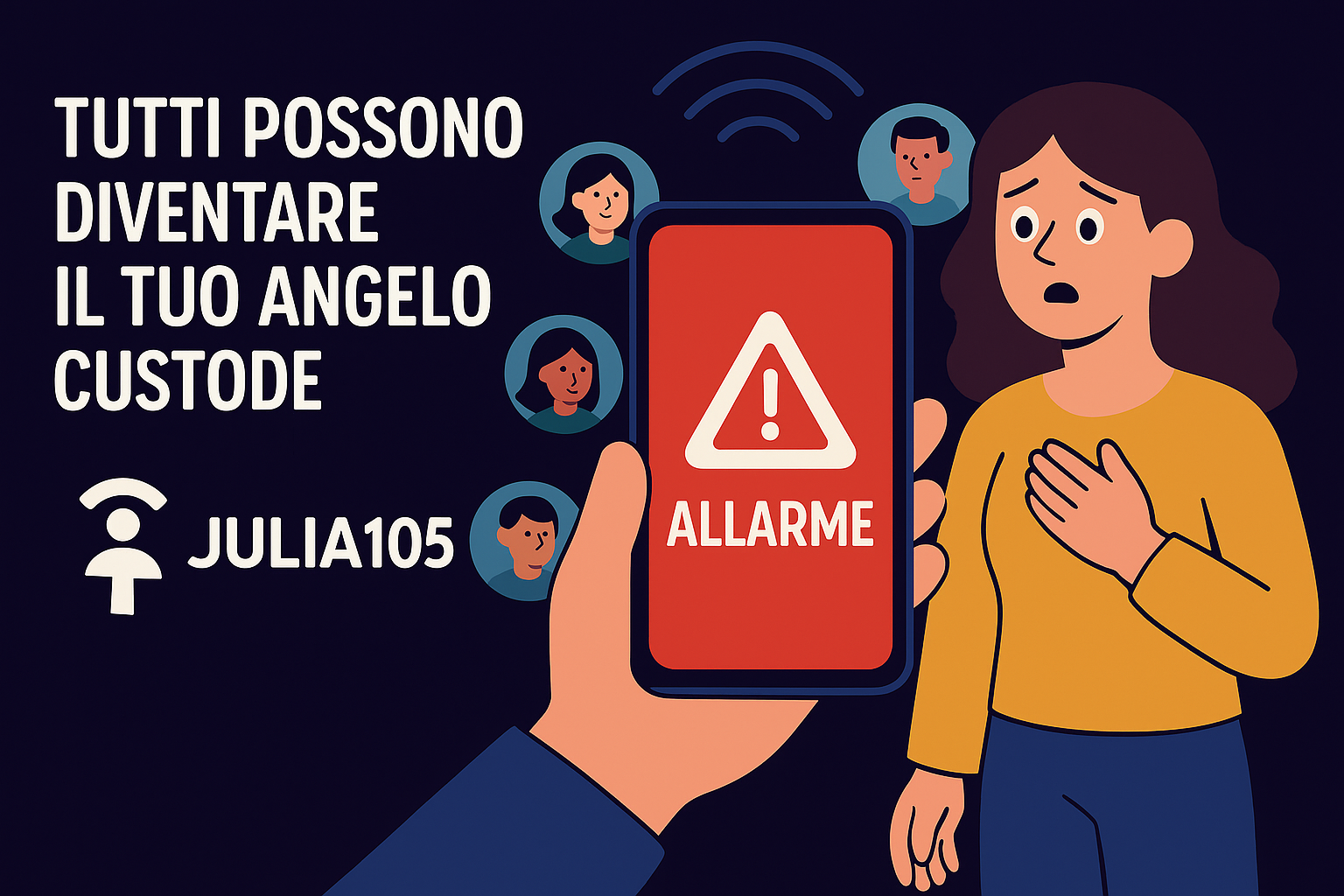 Rete di persone che proteggono con Julia 105